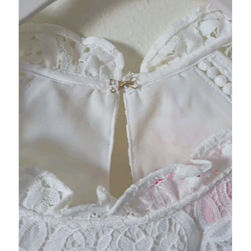 Lilly Pulitzer Womens‎ White Eyelet Lace Top Puff Long Sleeve Size S